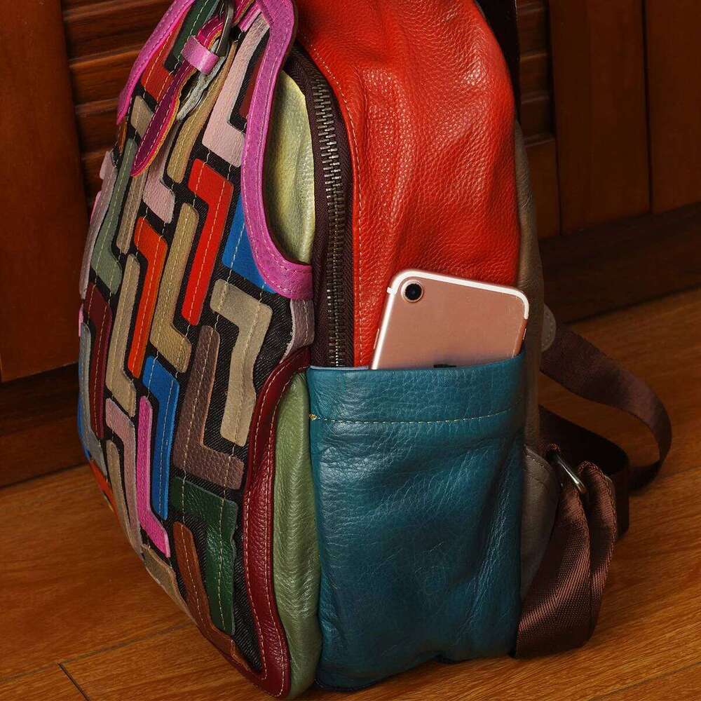Leather Retro Style Random Rub Color To Do Old Head Layer Cowhide Backpack