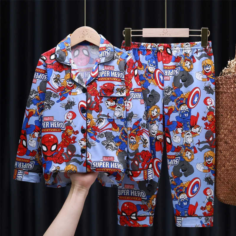 Sanrio Children Sleepwear Spring Autumn Kids Boy Girl Cartoon Cinnamoroll Full Print Long Sleeve Cardigan Set Teen Thin Lapel PajamasXJ250618XJ250618