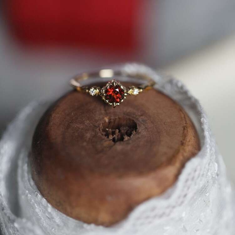 Rose Coast Series Exquisite Rich Natural London Blue Topaz Wine Red Garnet Light Luxury Ring