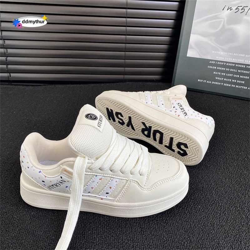 Zhao Lusi Thick-Soled White Sneakers 2025 New Spring Campus Style Street Fashion Casual Bread Shoes for Women ddmythur