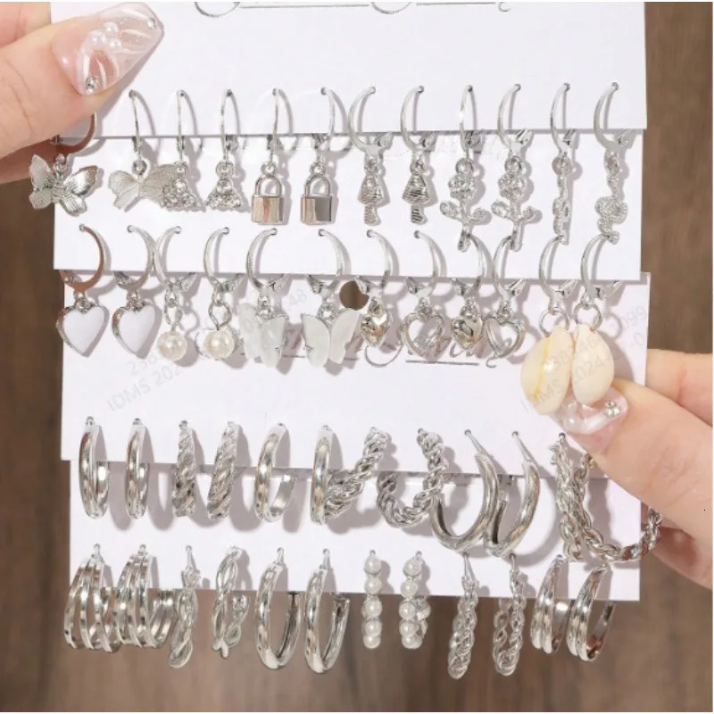 Metal Earring Set Alloy Love Pearl Snake Butterfly Mushroom Lock Ear Buckle Creative Personalized Earrings 250617