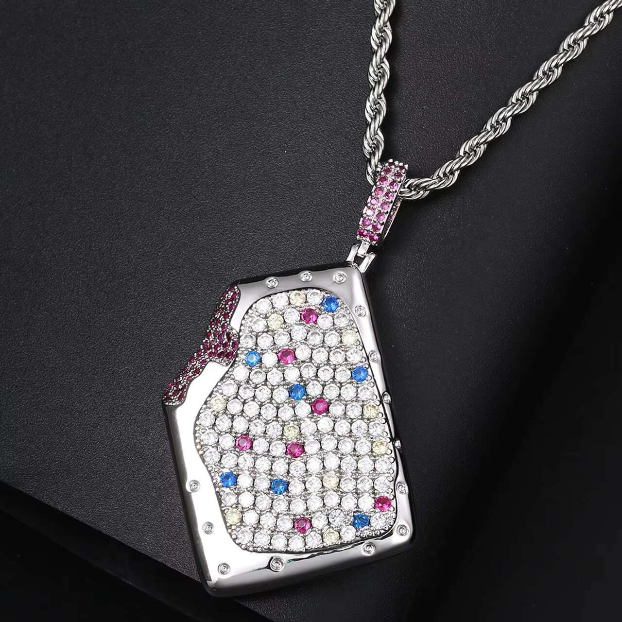 New Arrival 18K Gold 925 Silver Hip Hop Style Moissanite Pendant Pop Tart Iced Blinged Necklaces for Men and Women