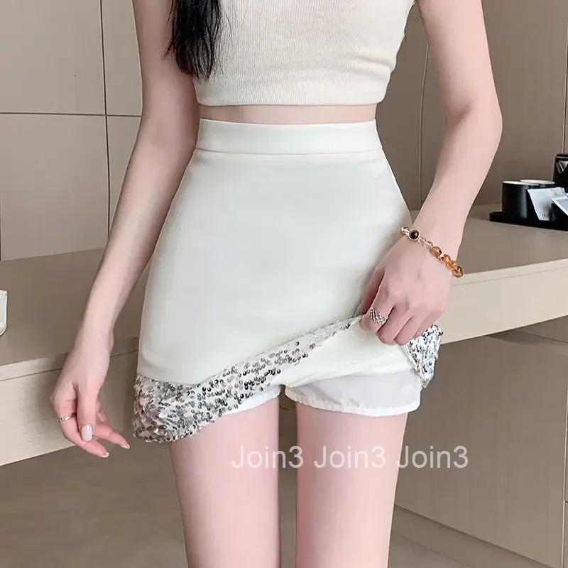 Tight Skirts for Women High Waist Black Patchwork Sequin Wrap Korean Style V Fashion Streetwear Summer 2025 Cheap Woman Skirt
