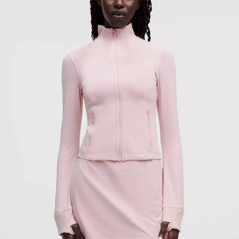 Cropped Gold Zipper Yoga Jacket Stand Up Collar Yogo Clothes Long-Sleeve Thumb Hole Training Running Sweateshirt Women Slim Fitness Coat Sports Outfit