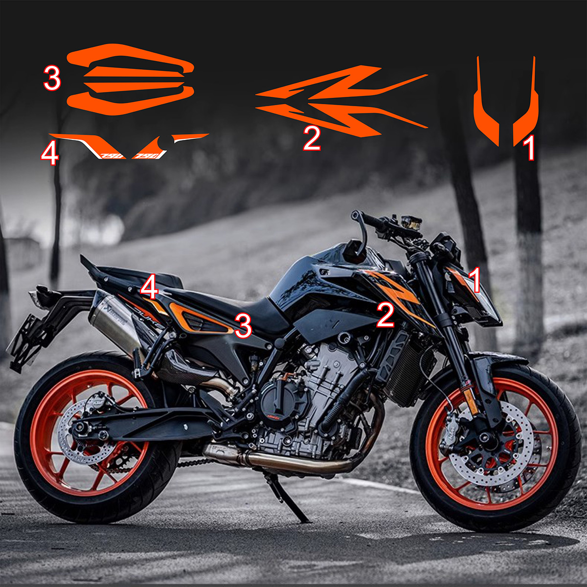 AnoleStix For KTM Duke 790 890 Stickers Racing Motorcycle Stickers Tank Headlight Decals For Duke 890 790 2021 2020 2019 2022