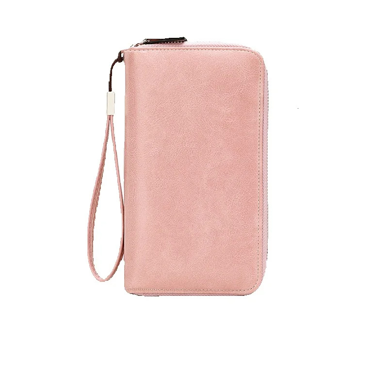 Free Shipping New RFID Anti-theft Women's Wallet Double Zipper Long Designer Wallet European And American Retro Large Luxury Capacity Clutch Fash