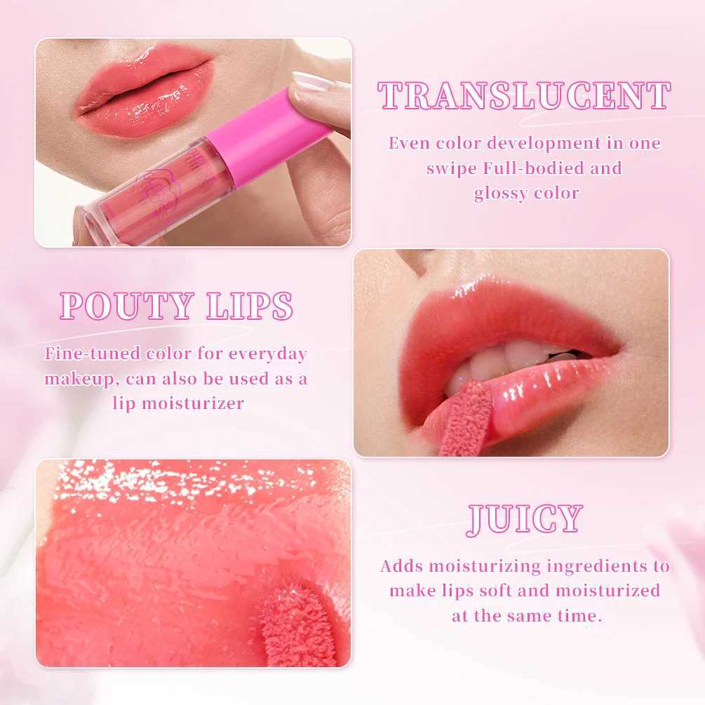 QIBEST Mirror Lip Gloss Liquid Lipstick Watery Clear Lip Glaze Moisturizing Lasting Lip Glaze Non-Sticky Plump Lip Tint Makeup XJ250618