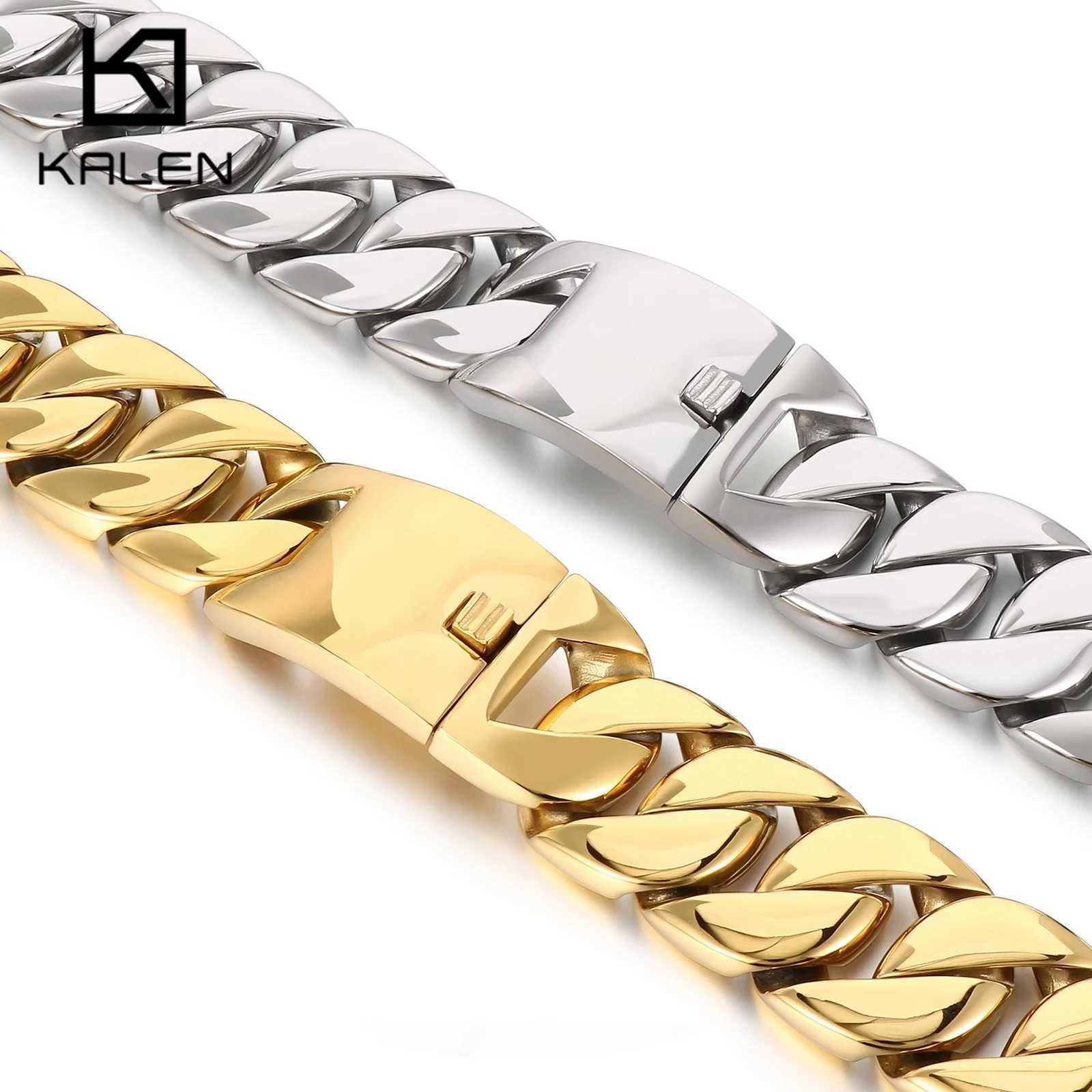 31mm Big Heavy Chunky Cuban Bracelet Necklace Jewelry Set - 316L Stainless Steel - KB49305-D W250618