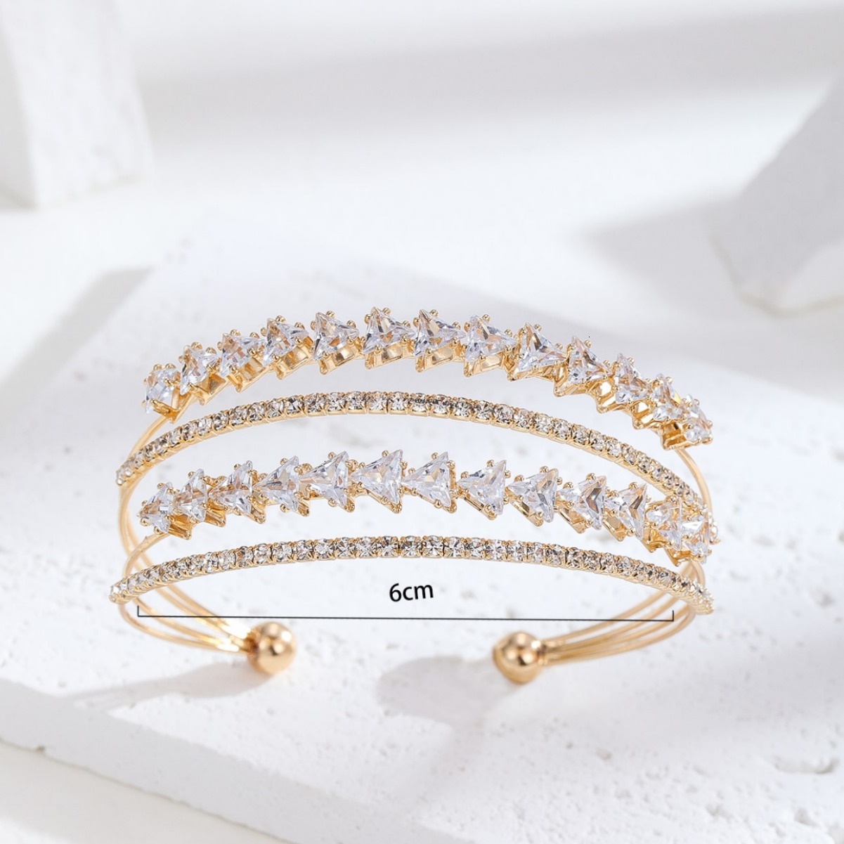 Japanese and Korean Style Fashion Adjustable Open Simple Personality Inlaid Zircon Full Multi-layer Design Bracelet