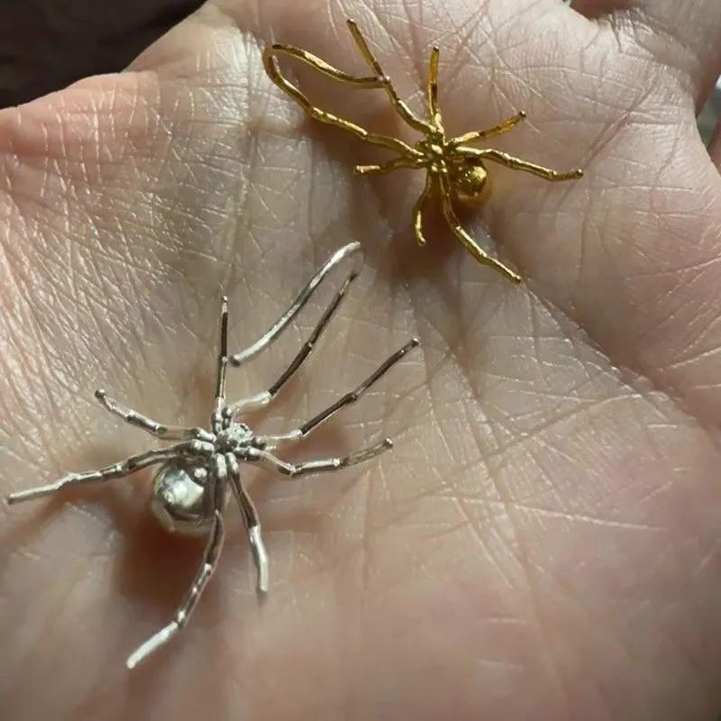 Vintage Handcrafted Silver Spider Hook Earrings - Unique & Elegant Design for Women, Premium & High-End Feel