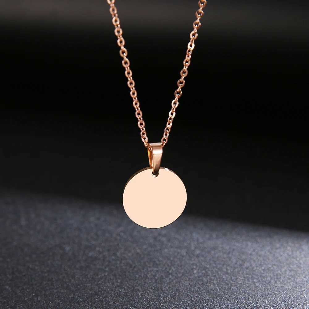 DOTIFI Stainless Steel Necklace Round Circle Pendant For Women Elegant Clavicle Rose Gold Necklace Wedding Jewelry Wholesale W250618
