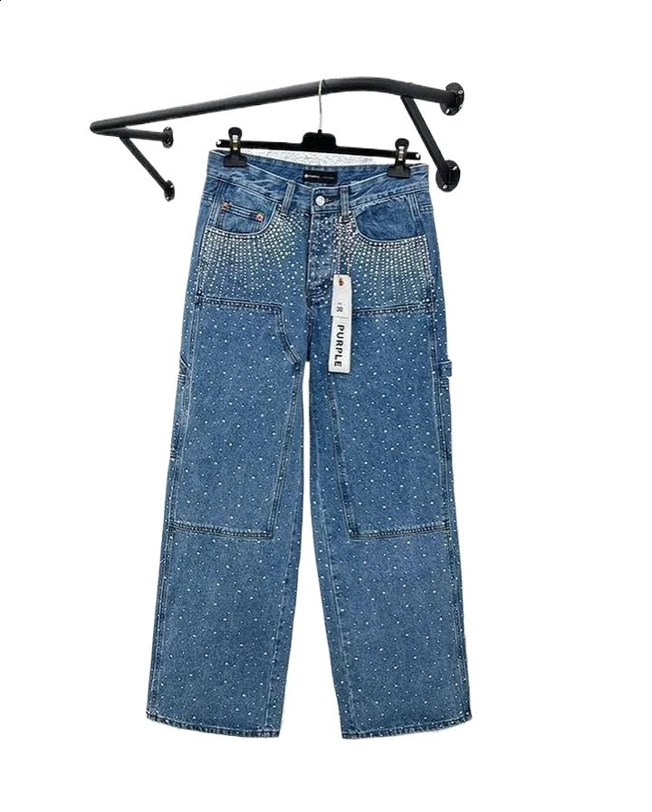 Harajuku Hip Hop Streetwear Hip Hop Rhinestone Sequin Jeans Y2K Clothes Mens Womens Baggy Jeans Low Waist Wide Leg Trousers 250617