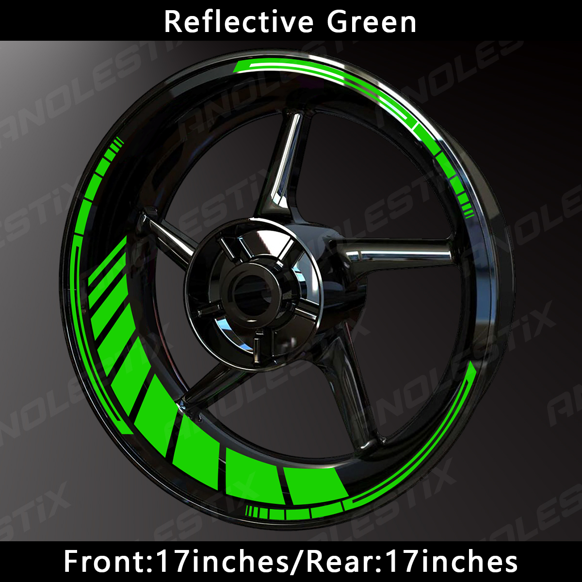 AnoleStix Reflective Motorcycle Wheel Stickers Hub Decal Rim Stripe 17 Inchs For YAMAHA Honda Kawasaki Suzuki BMW KTM Triumph