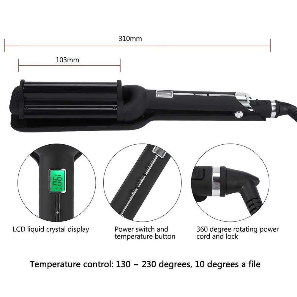 High Quality Triple Barrel Hair Curlers Wave Spring Ceramic Curling Iron brazilian body Big deep wave Curler
