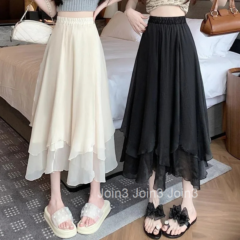 Midi Woman Skirt Tulle High Waist Mesh Modest Casual Quality Summer 2025 Stylish V Y2k Vintage Clothing Trend Skirts for Women