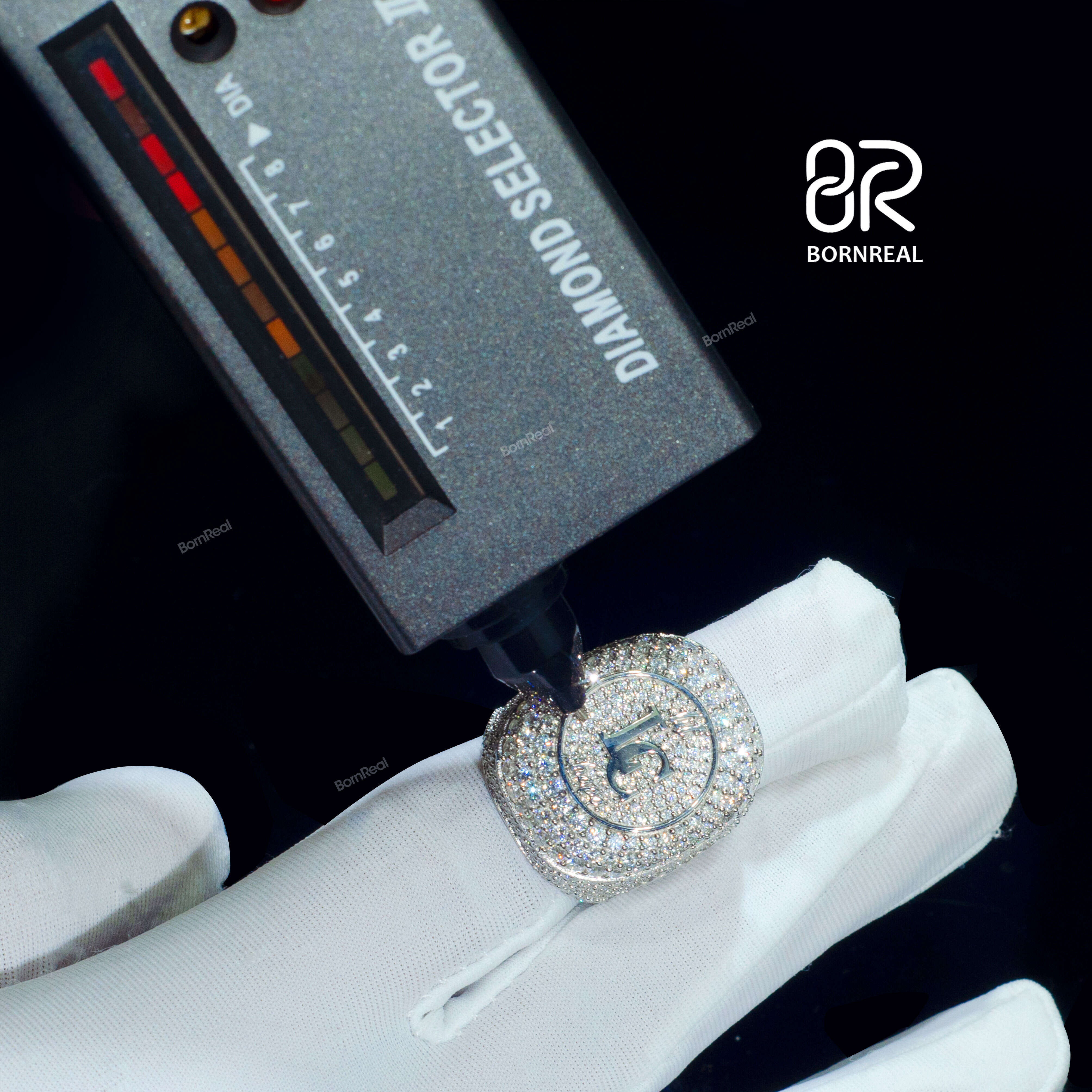 Custom Pass Diamond Tester VVS Moissanite 925 Silver Letter Ring Gold Plated Iced Out Hip Hop Ring Fine Jewelry for Man