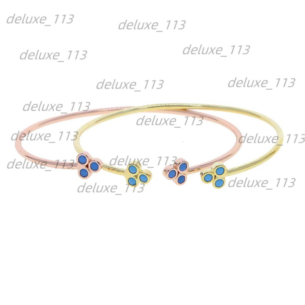 Simple Round Tube Bracelet Jewelry With Gold Sier Color Plated Open Band Enamel Flower Leaf Charm Free Size Bangle