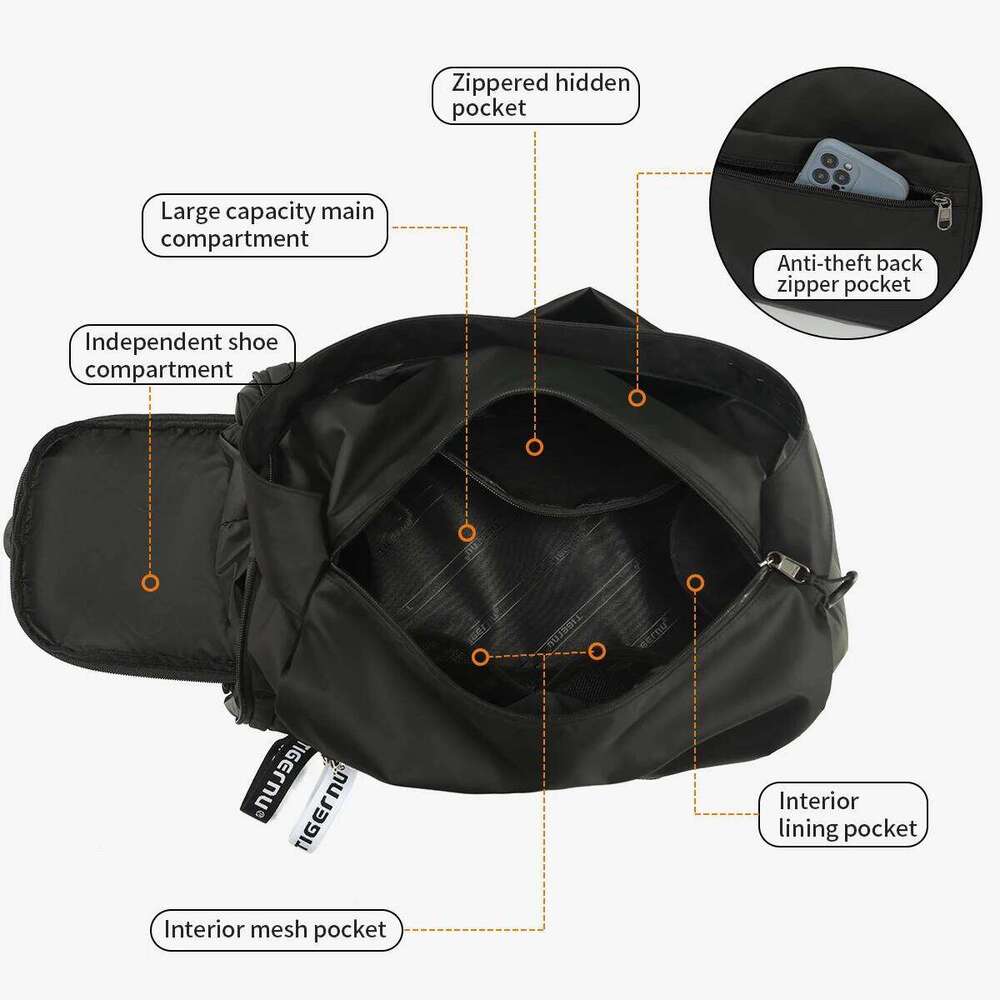 Tigernu Girl Sports Gym Femaletravel Duffel Handbags Fiess With Shoes Compartment For Women Light Weight Shot Trip Bag