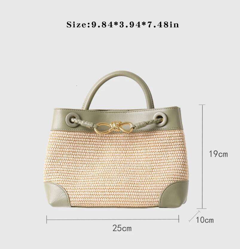 Summer Butterfly Rope Knot Rafia Cowhide Leather Handbag Fashion One-Shoulder Crossbody Bag Supports Custom Gold Hot Stamping
