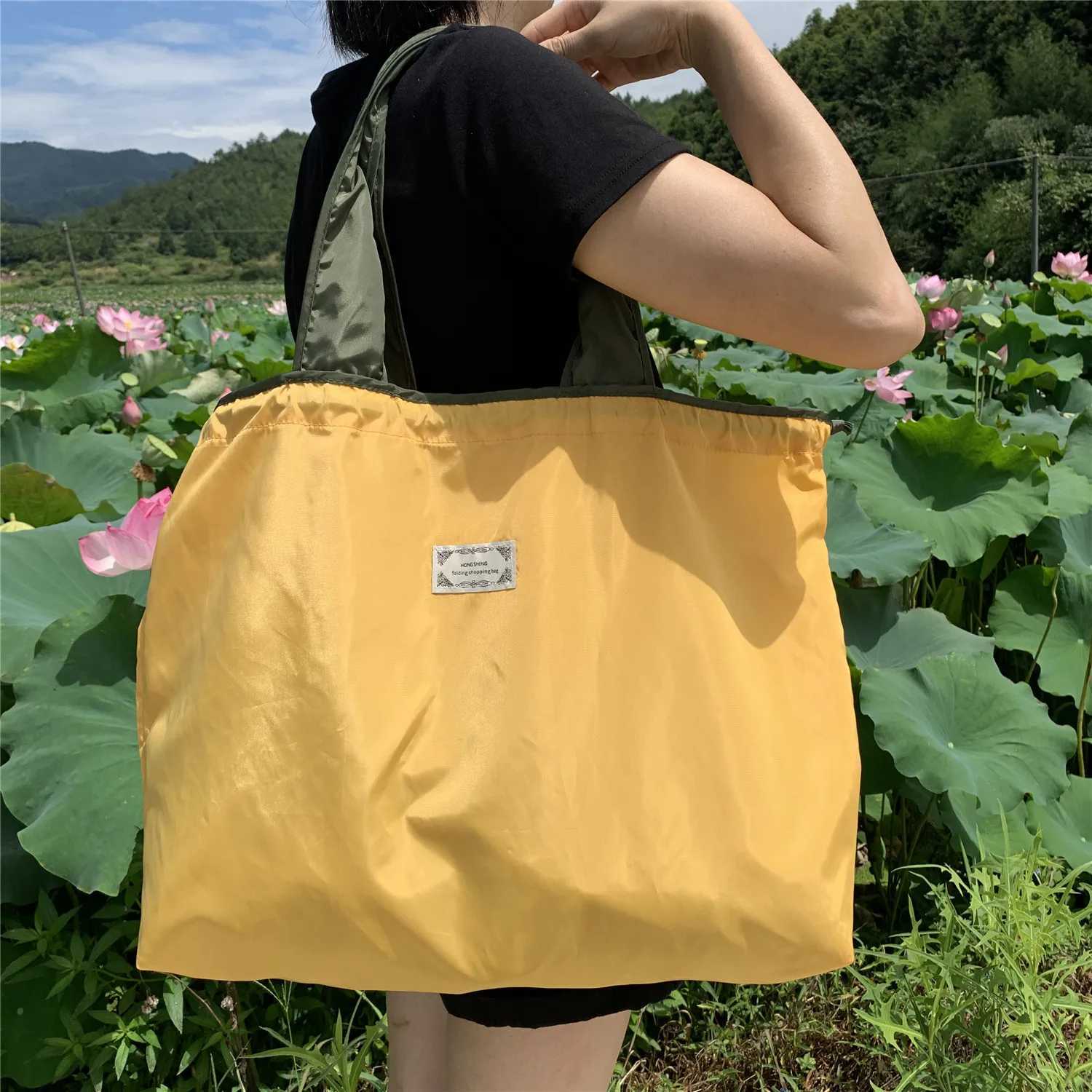 Wen Large Foldable Shopping Bag Fi Reusable Grocery Storage Bag Portable Shoder Handbag for Travel Pocket Tote Bags B250618