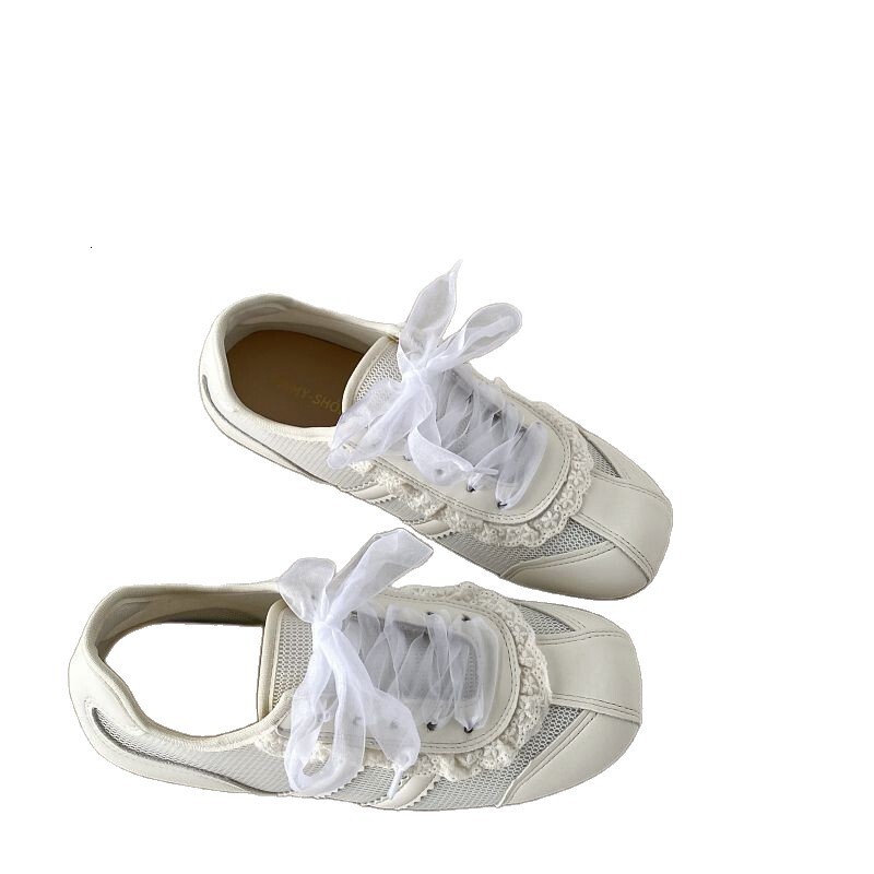 Mesh Comfortable Breathable Flat Casual Shoes 2025 Spring Summer New Ballet Style Sweet Niche Agan Sneakers for Women ddmythur