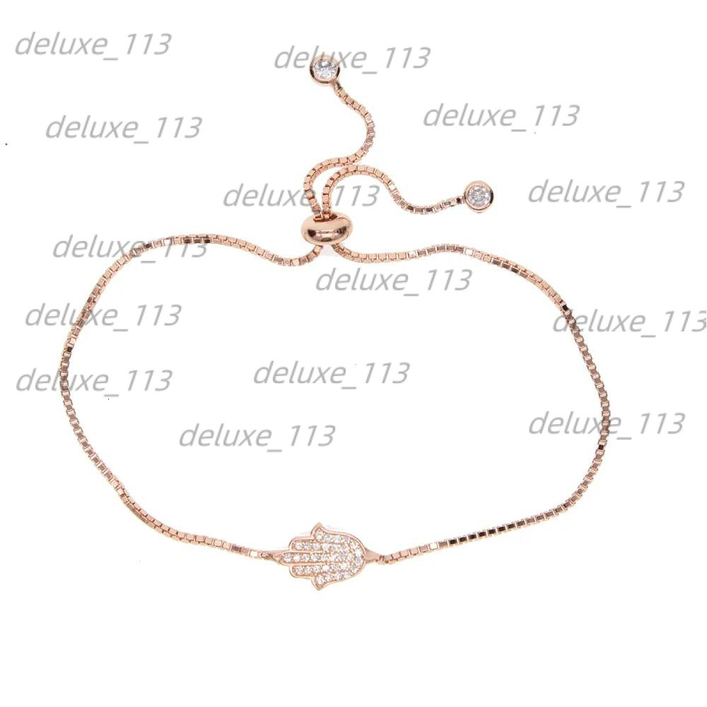 Adjust Slider Chain Tiny Cz Paved Hamsa Hand Charm Bracelet Sterling Sier High Quality Lucky Lovely Girl Women Gift Jewelry