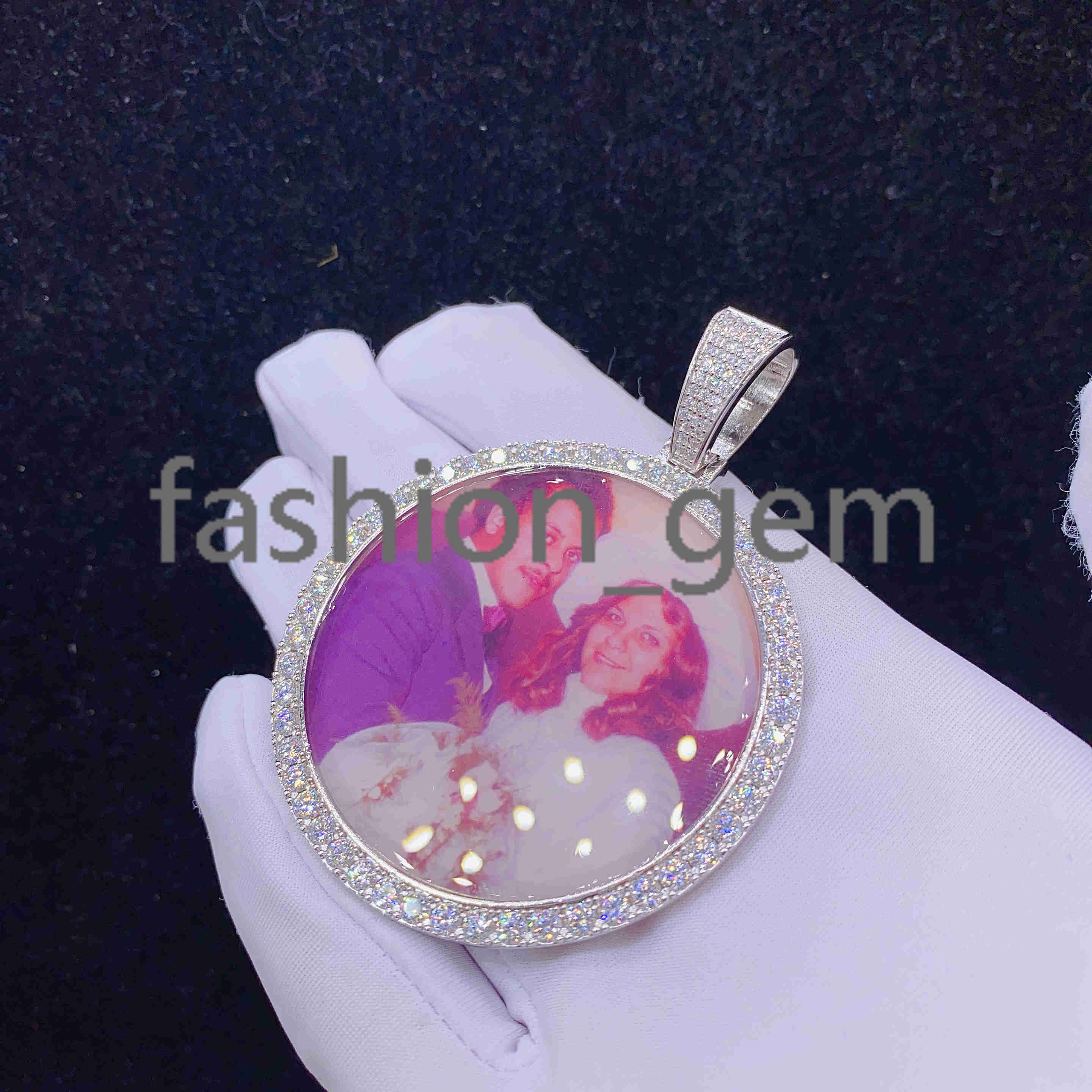 Custom Sterling Silver Iced Out Hip Hop Moissanite Diamond Picture Frame Memory Pendant
