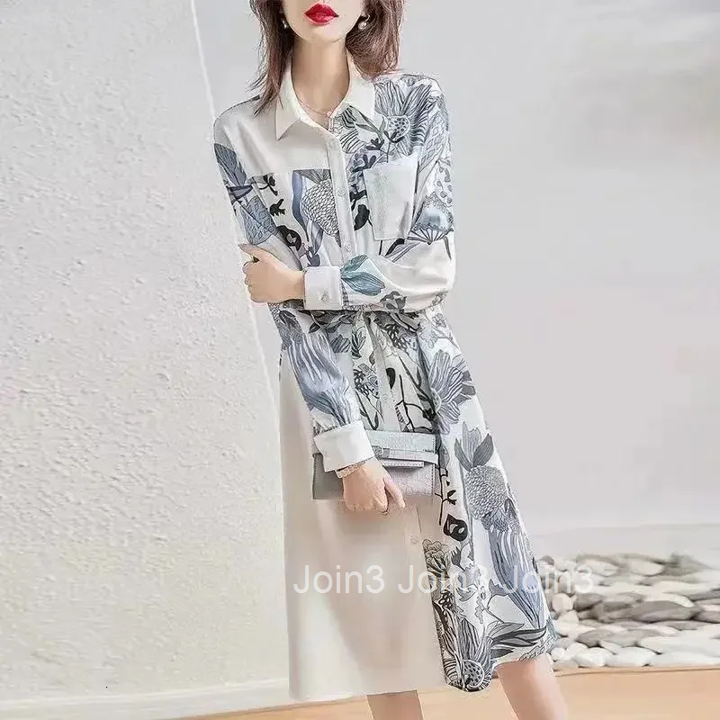 A Line Female Dress Printing Splicing Womens Long Sleeve Dresses Cheap Casual Clothes Trendy On Sale Clearance Curvy One Pieces