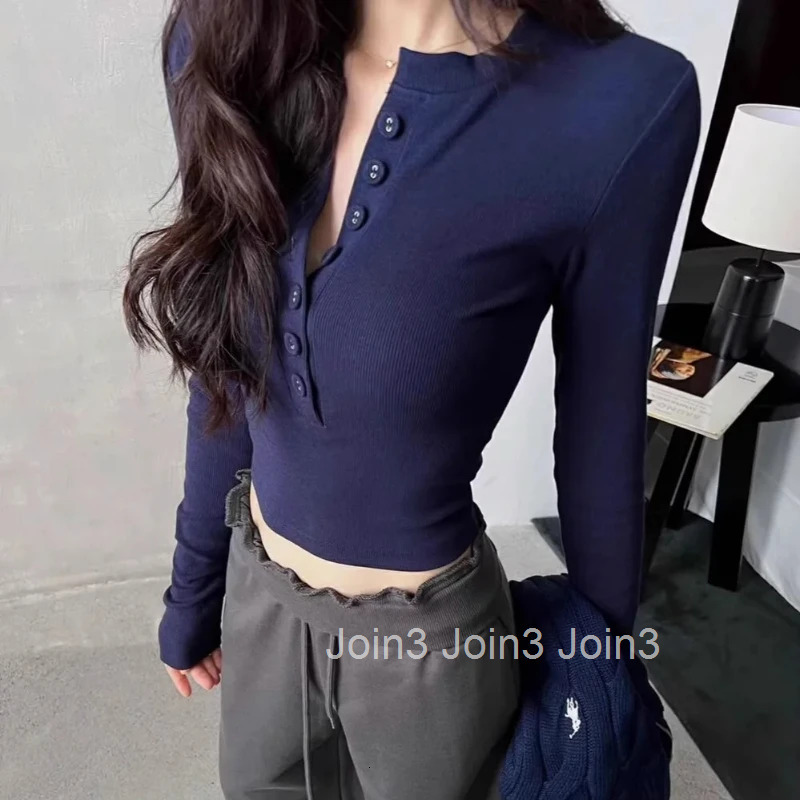 Polo Neck T Shirt for Women Korean Clothing Woman Tshirt Commute Tops Long Sleeve Y2k Fashion In Trend 2025 Basic High Quality