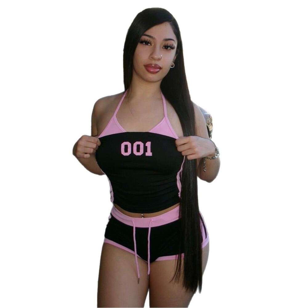 New Women's Sexy Spaghetti Strap Tube Top Color Block Halter Vest Set B5