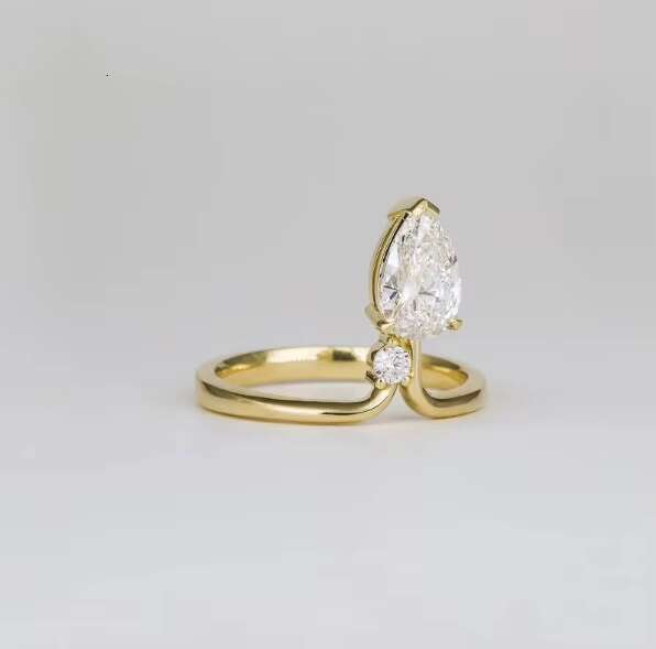 1.06 Ct Elongated Pear Cut Moissanite Engagement Ring Elegant and Durable Wedding Band