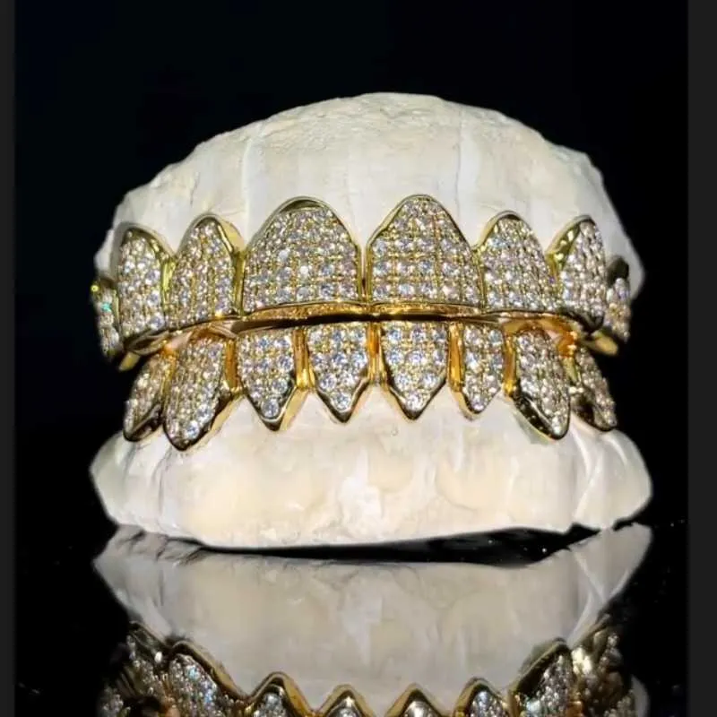 Moissanite Grillz diamond mens Cap custom Grills Gold Hiphop Jewelry 925 Sterling Silver Gold Plated Custom Diamond Grillz For Teeth Iced Out VVS