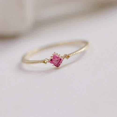 "Natsume's Book of Friends" 14K Color Natural Pink Tourmaline Light Luxury Small Stacking Ring