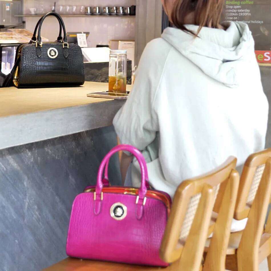 VM FASHION KISS Women's Handbag Microfiber Crocodile Pattern Boston Messenger Versatile Elegant Ladies Shoulder Bag