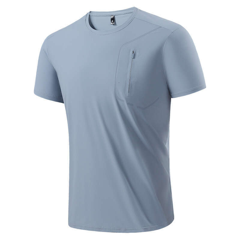 Summer Ice Silk Cool Men's Round Neck Short Sports Fitness Top Running Thin Quick-Dry Half Sleeve T-Shirt Men B5