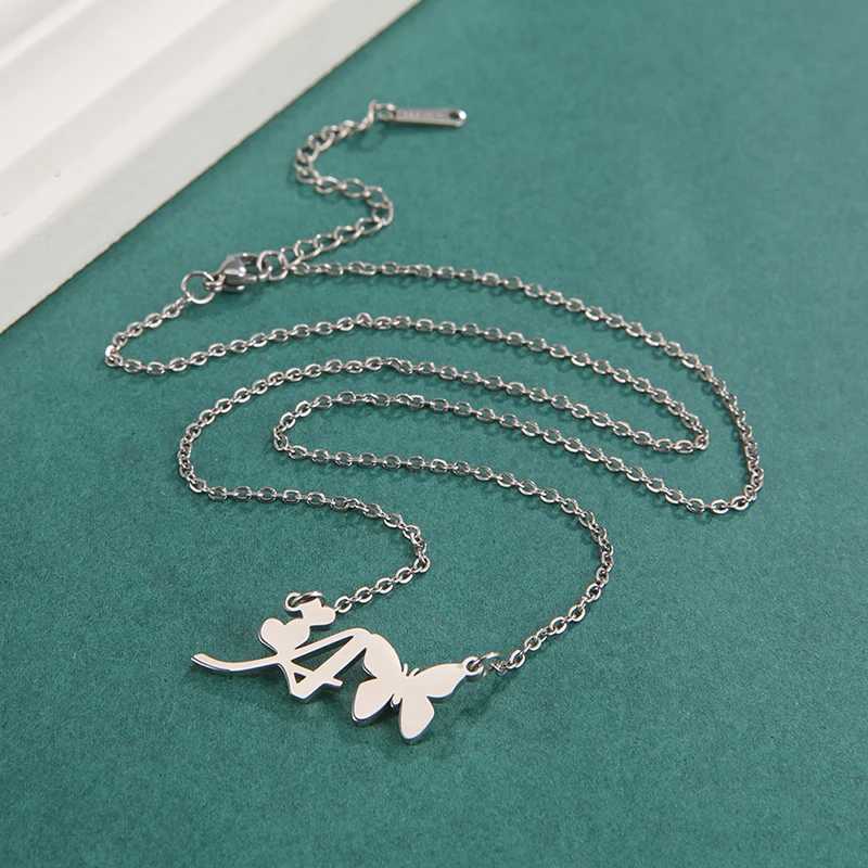New Fashion 26 Initials Letter Pendant Butterfly Necklace for Women Elegant Stainless Steel Gold Color Necklace Jewelry Gift W250618