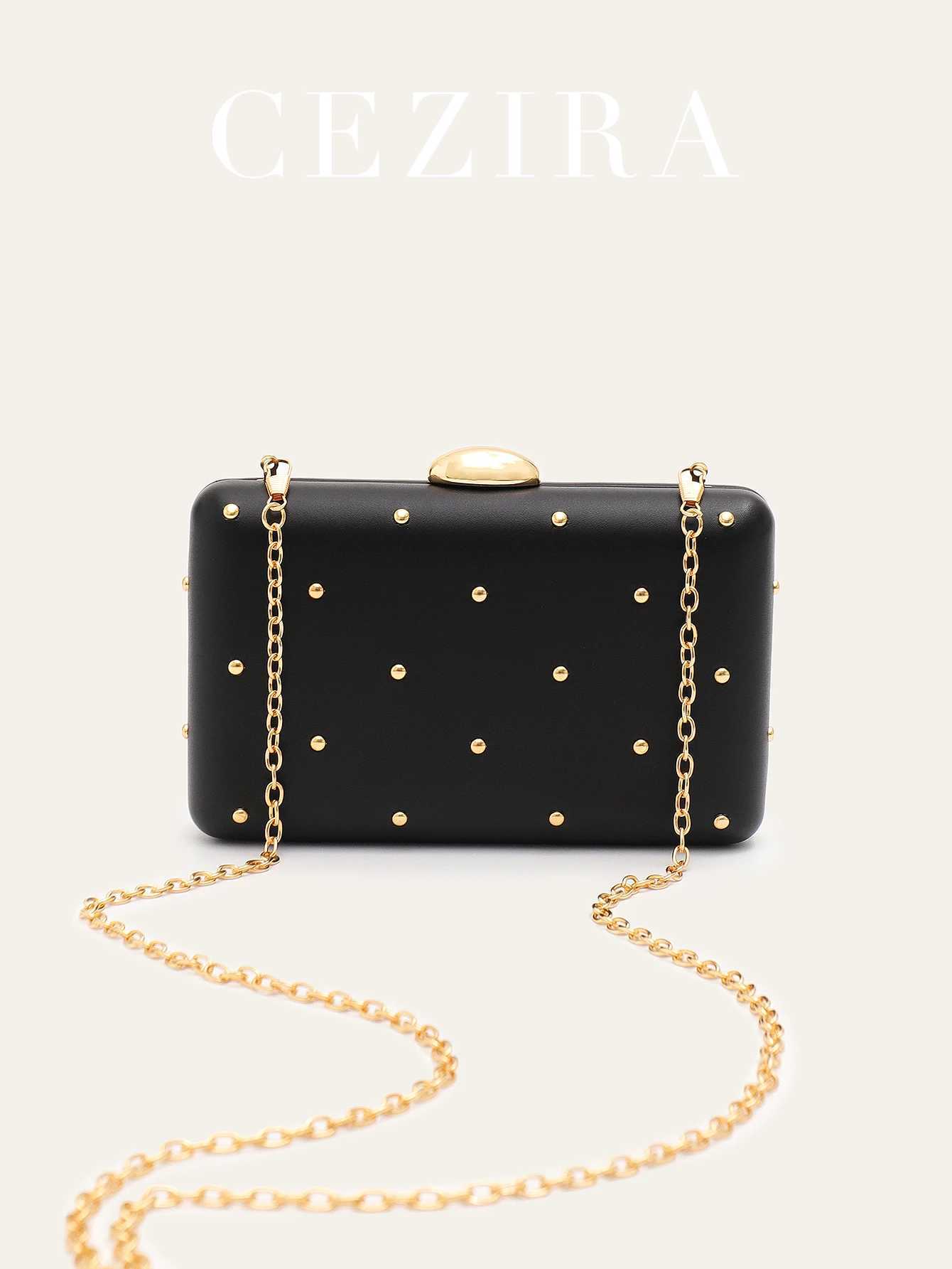 Women FAshion Elegant Glamorous PU Vegan Leather CluTCh Square Box Handbag Long Chain Evening Bag Party Holiday Z250618