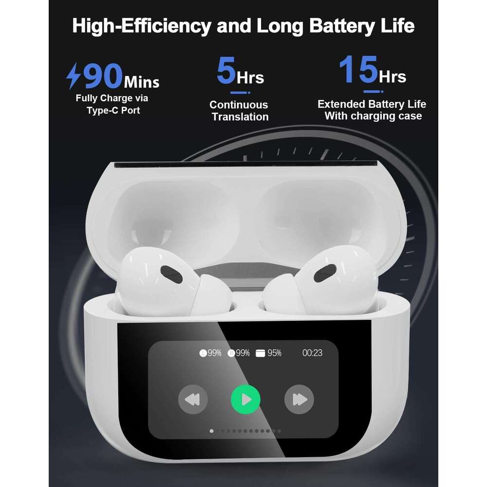 AI Earbuds,144 Languages Device and Accents 8 Offline Translation, Two-Way Translator Earphones for Language Learning/Travel/Business