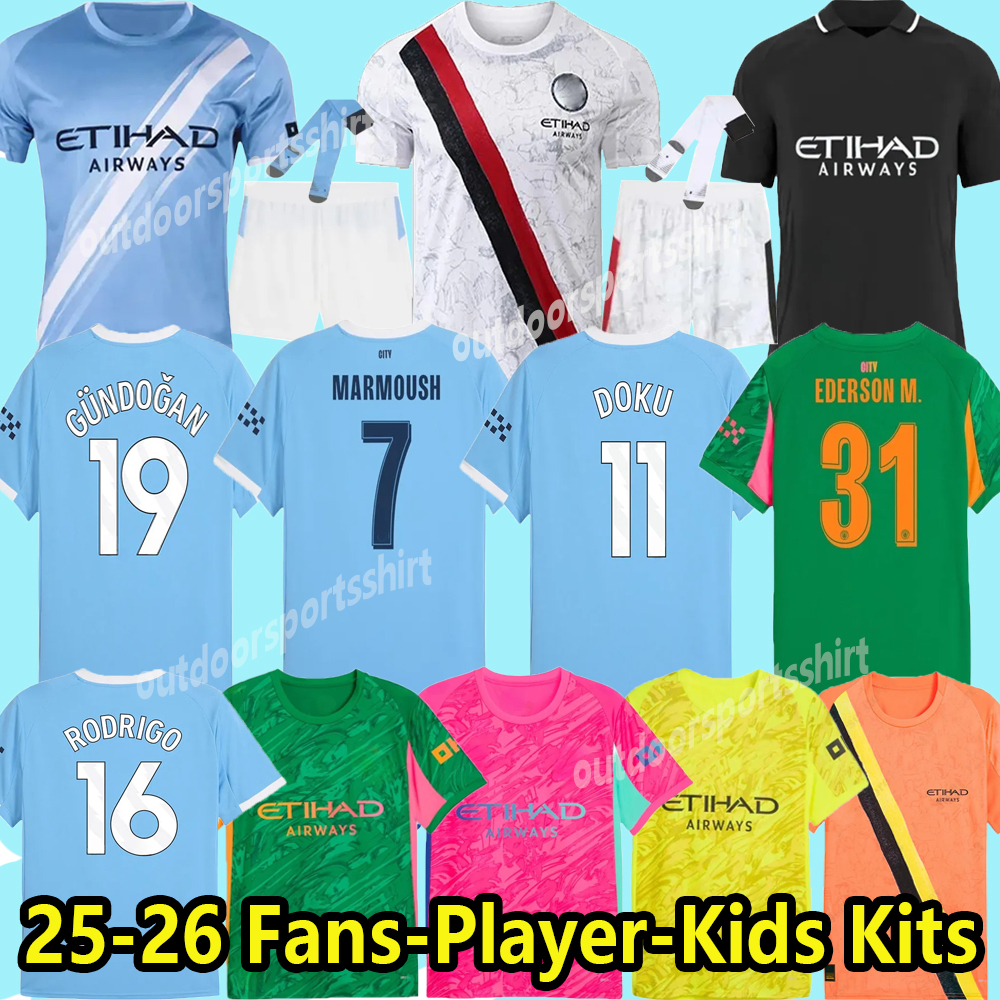 25 26 HAALAND soccer jerseys FODEN MARMOUSH DOKU MARMOUSH McATEE KOVACIC GVARDIOL DE BRUYNE DE BRUYNE MATHEUS N. 2025 2026 football shirt men kids kits goalkeeper pink
