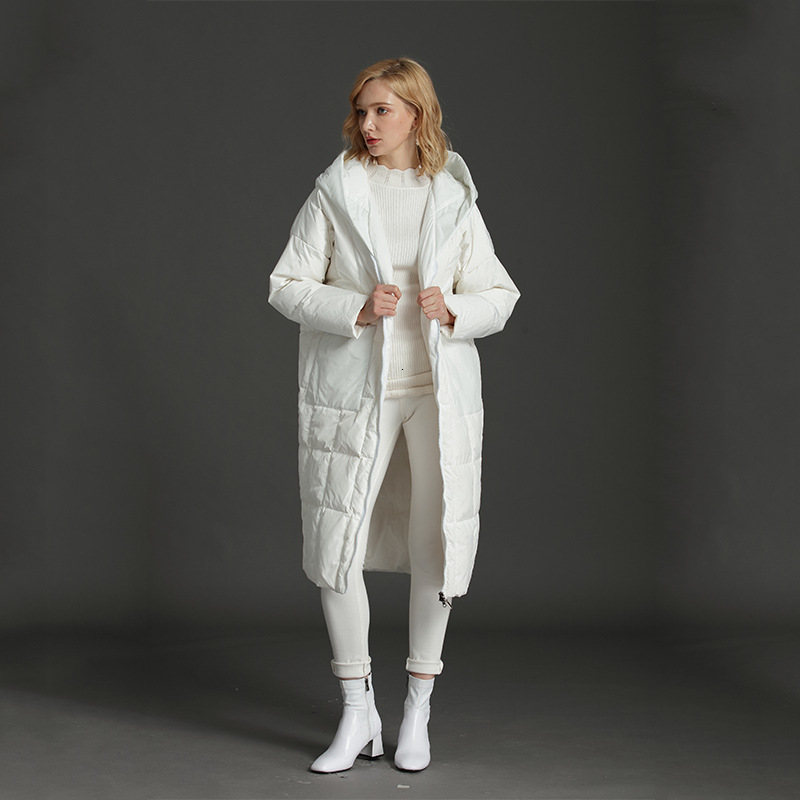 Plus Size Loose New Down Jacket 90% White Duck Down Extra Long Thickened Womens Long Down Jacket 210819