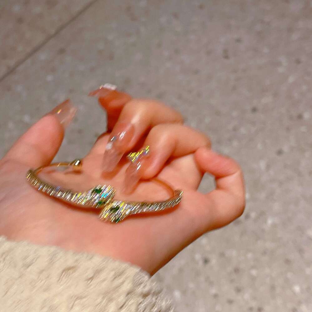 Golden Little Spirit Snake 2023 Adjustable Open Full Dia Shiny Sparkling Bracelet