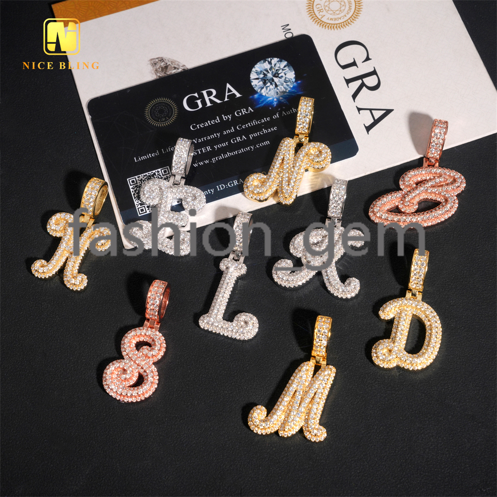 Ready Stocks Moissanite Letter Pendant Collection Initials Hip Hop Iced Out Pendant for Women for Men Birthday Gift Idea