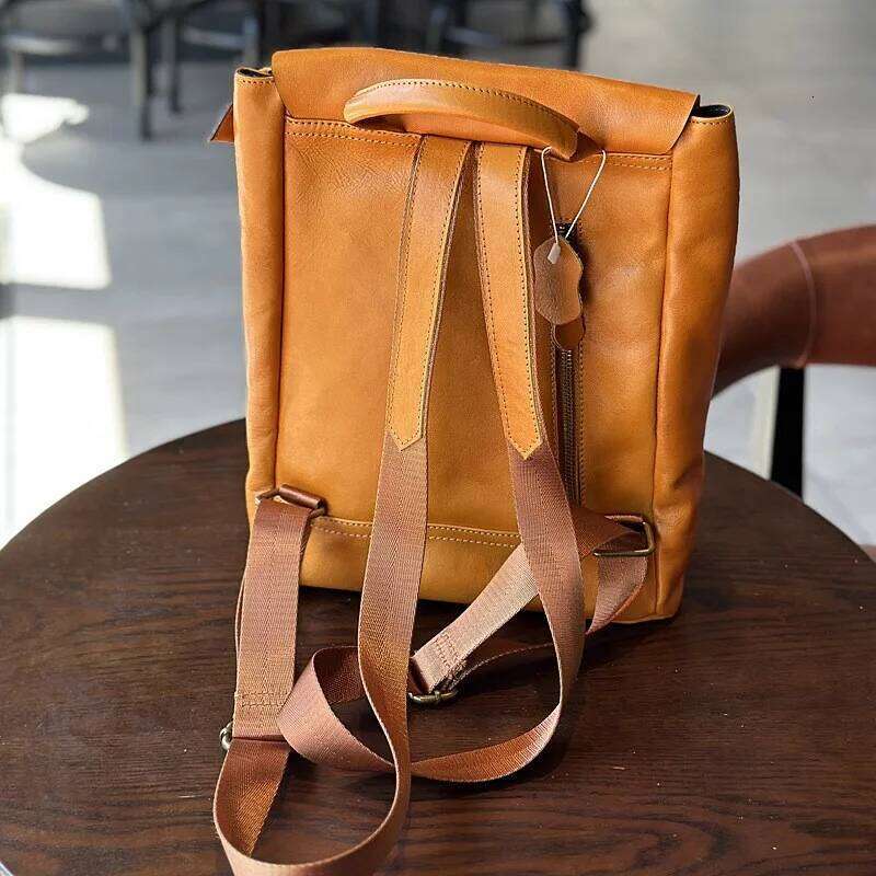 Johnature Casual Backpack Women Genuine Leather Large Capacity Bag 2025 New Retro Solid Color Real Cowhide Travel Backpacks