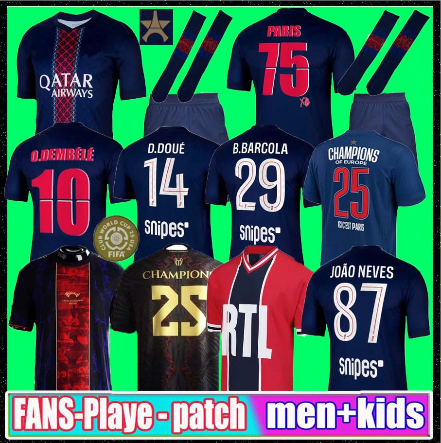 25 26 O.DEMBELE soccer jerseys PSGES KVARATSKHELIA BARCOLA VITINHA KOLO MUANI Paris FC Football Shirt MARQUINHOS HAKIMI L.HERNANDEZ ZAIRE-EMERY JOAO NEVES psgjersey