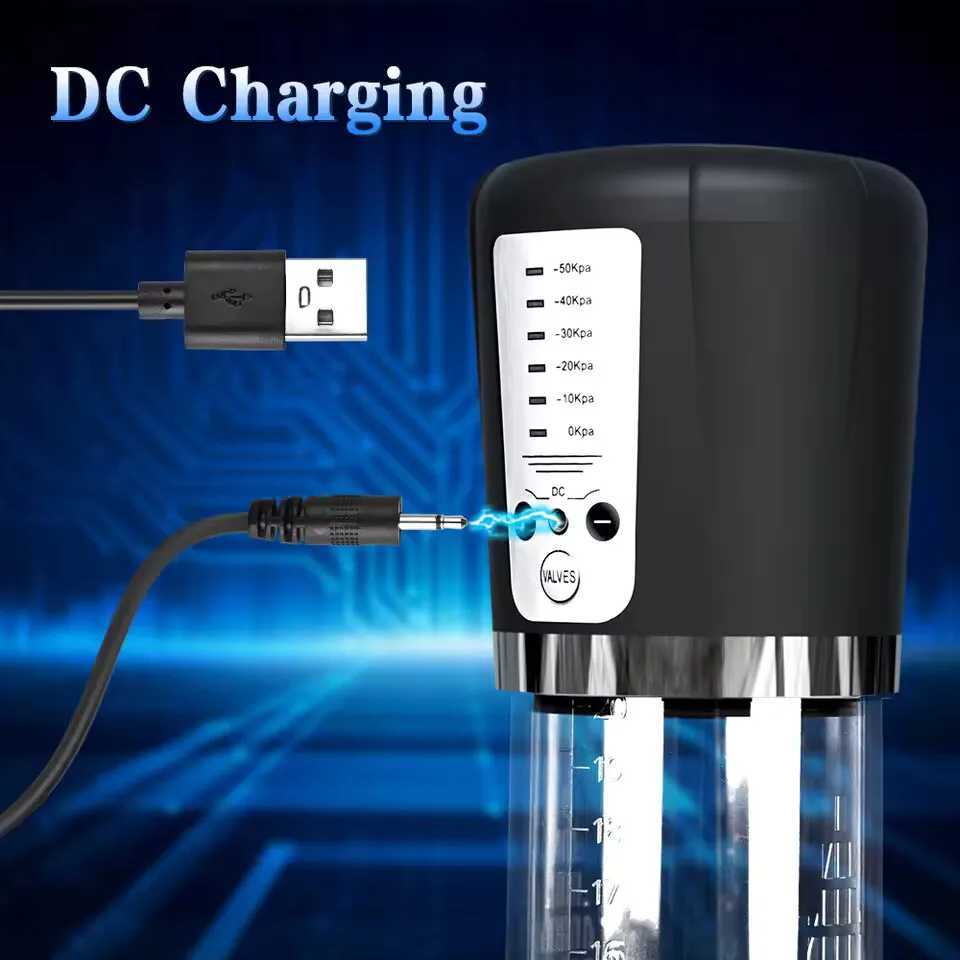 Electric Penis Pump Male Masturbator Vacuum Pump Extender Enlarger Dick Pump Cock Ring Adult Delayed Ejaculation Training W250618
