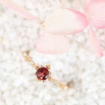 Sister Edition: High Imitation Wine Red Garnet Topaz Blue Exquisite Light Luxury Versatile Ring Women's Gift