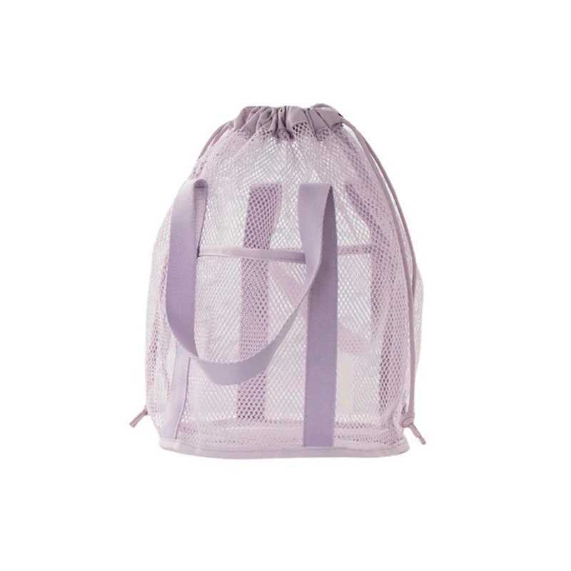 Travel Large Capacity Mesh Nylon Cosmetic Bag Organizer Foldable Casual Mesh Drawstring Bags Rope Bundle Pocket Swim Wing Bag B250618
