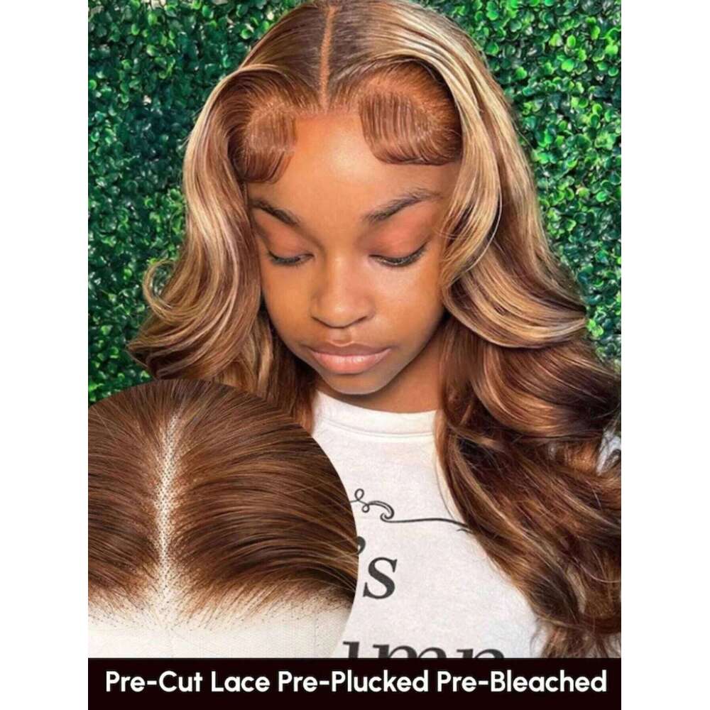 Wear and Go Glueless Human Hair Pre Cut 5x5 HD Closure 180% Highlight Ombre Lace Front Wigs 4/27 Honey Blonde Wig