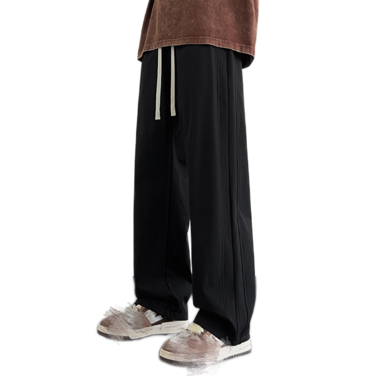 2025 Men's Spring-Autumn New Arrival - American Casual Straight-Wide Leg Pants Teenagers' Drapey Sports Long Trousers with Relaxed Fit