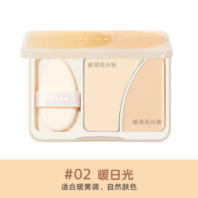 Judydoll Dual Contour Highlighter Palette Matte Bronze Powder Cream Brighten Face 3D Makeup With Brush XJ250618